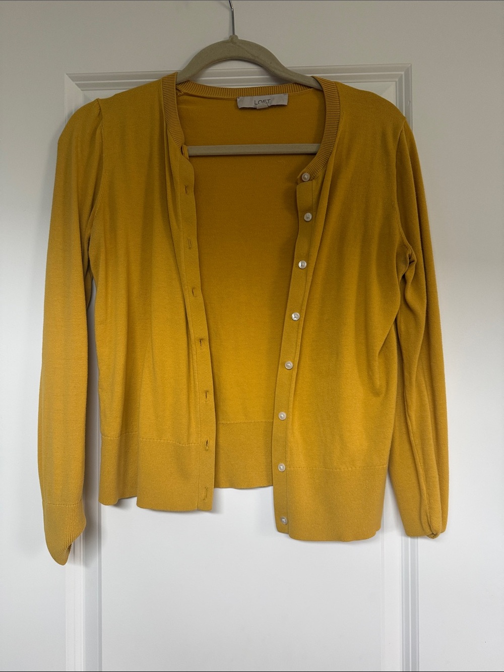 LOFT Mustard Yellow Button-Front Women's Cardigan